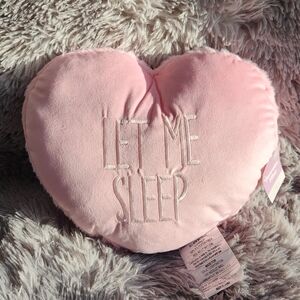 Pink Heart-Shaped Pillow " Let me sleep"
